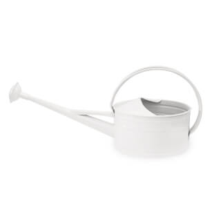 Oval, white watering can 5l with sprinkler