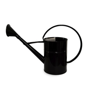 Round, black watering can 10l with sprinkler