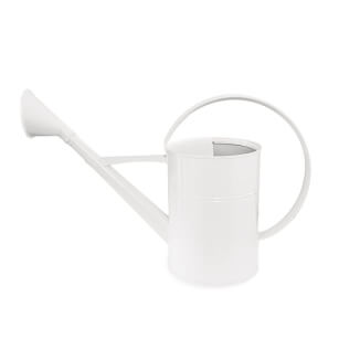 Round, white watering can 10l with sprinkler
