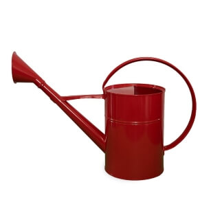Round, red watering can 10l with sprinkler