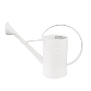 Round, white watering can 12l with sprinkler