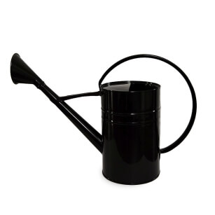Round, black watering can 12l with sprinkler                                