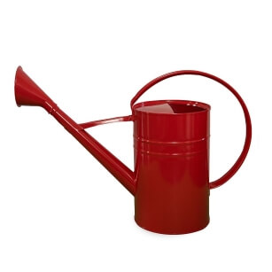 Round, red watering can 12l with sprinkler