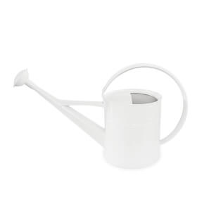 Round, white watering can 5l with sprinkler