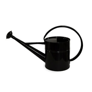 Round, black watering can 5l with sprinkler